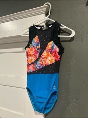 Floral & Blue Gymnastics Leotard (Snowflake Designs)